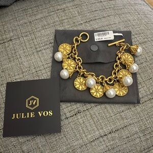 Julie Vos Gold charm and Pearl Charm Bracelet